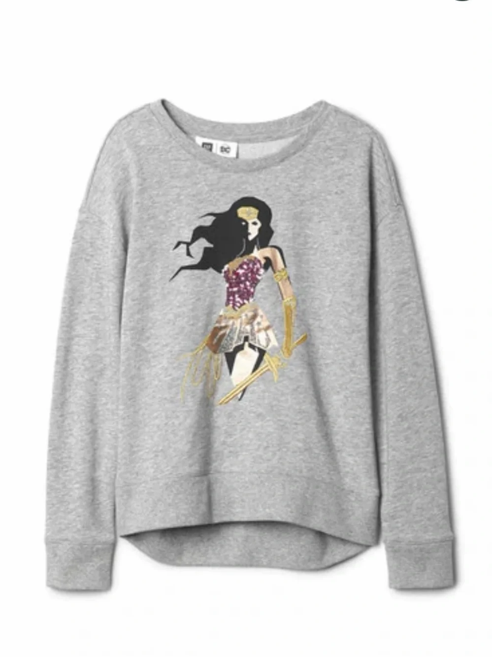 GAP Kids DC Wonder Woman Super Hero Embellished Sequin Sweatshirt - NWT